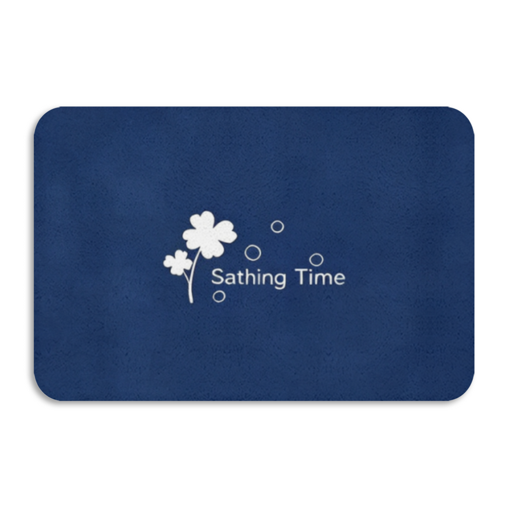 Dark Blue Clover Bath Theme£üDark Blue Clover Bath Time Print Diatomite Mat, Simple Text Design Quick?Dry Non?Slip Bathroom Mat
