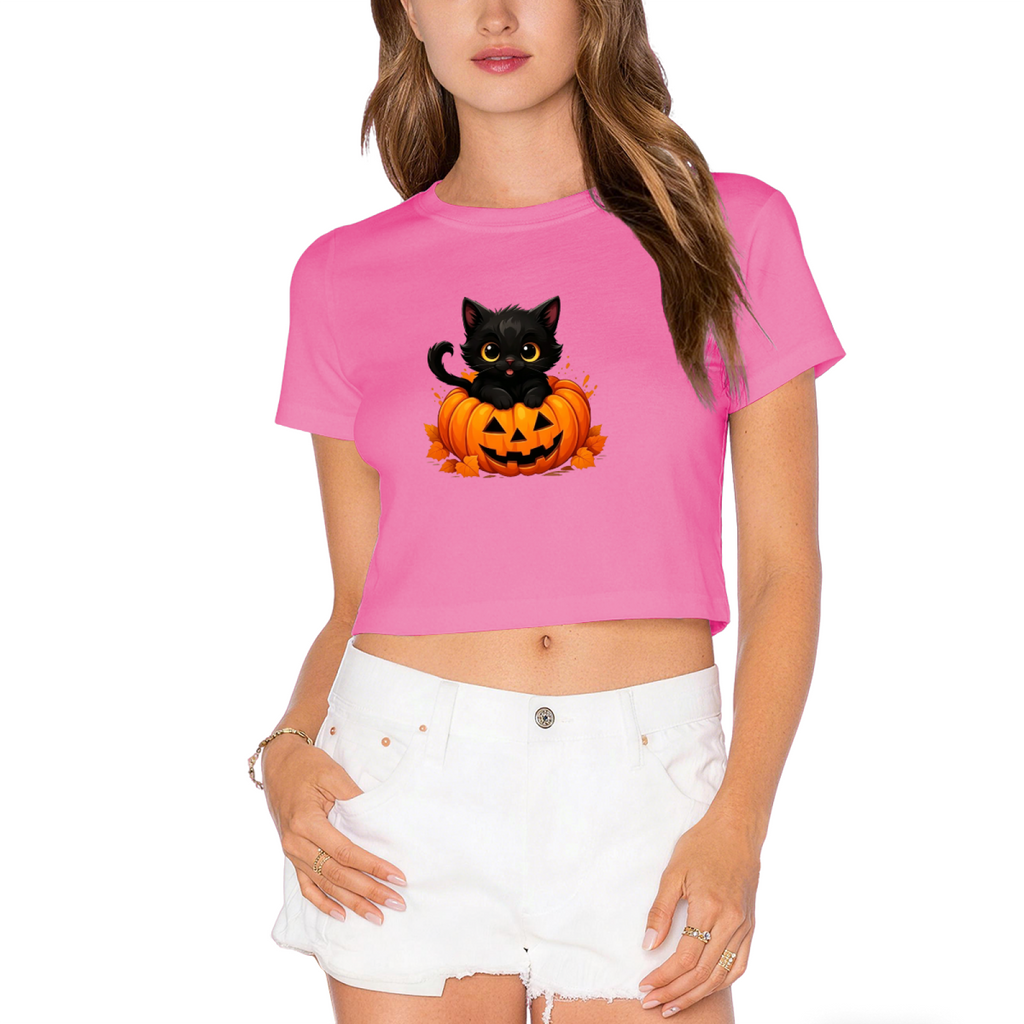Cute Black Cat Inside Jack?O?Lantern Pumpkin Halloween Crop product image 1
