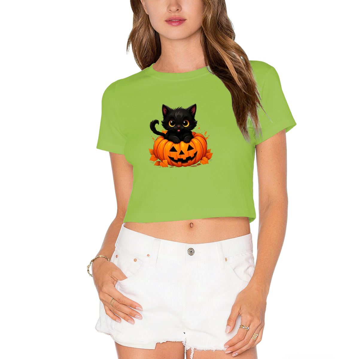 Cute Black Cat Inside Jack?O?Lantern Pumpkin Halloween Crop product image 12