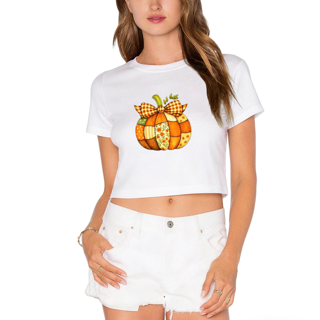 Patchwork Plaid Bow Pumpkin Fall Thanksgiving Season Crop product image 10