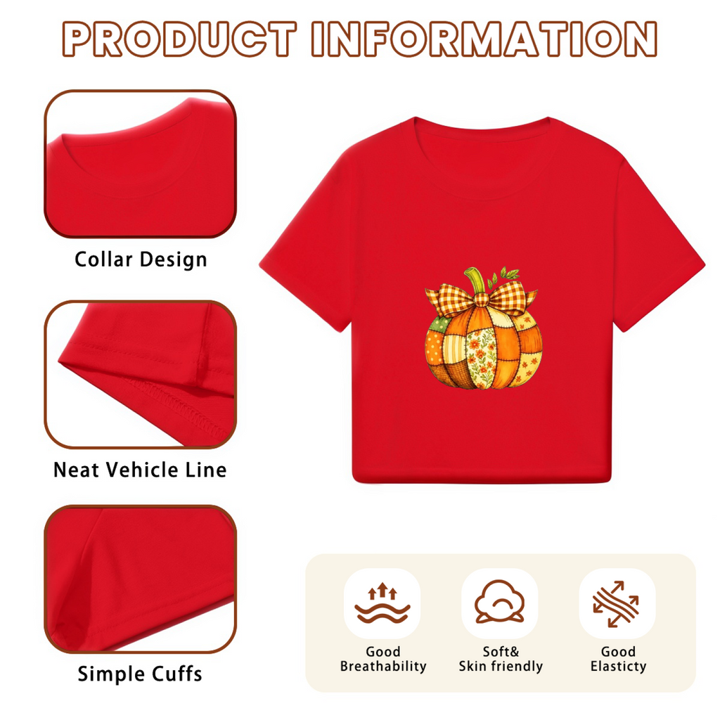 Patchwork Plaid Bow Pumpkin Fall Thanksgiving Season Crop product image 6
