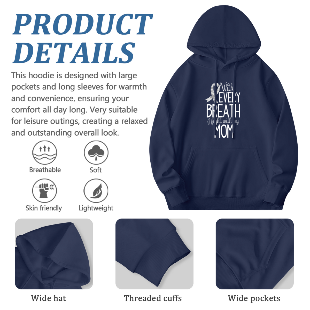 Premium Graphic Hoodie - Cancer Awareness product image 6