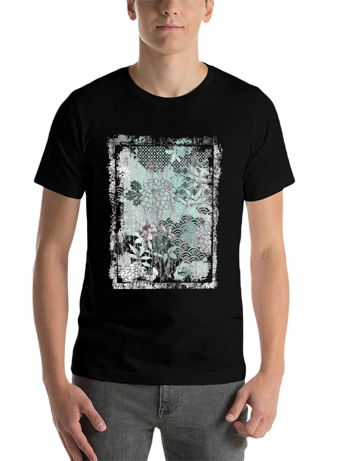 Distressed Floral Graphic Black T-Shirt product image 4