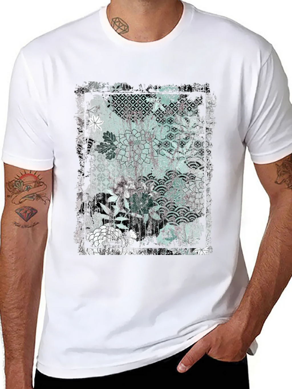 Distressed Floral Graphic Black T-Shirt product image 7