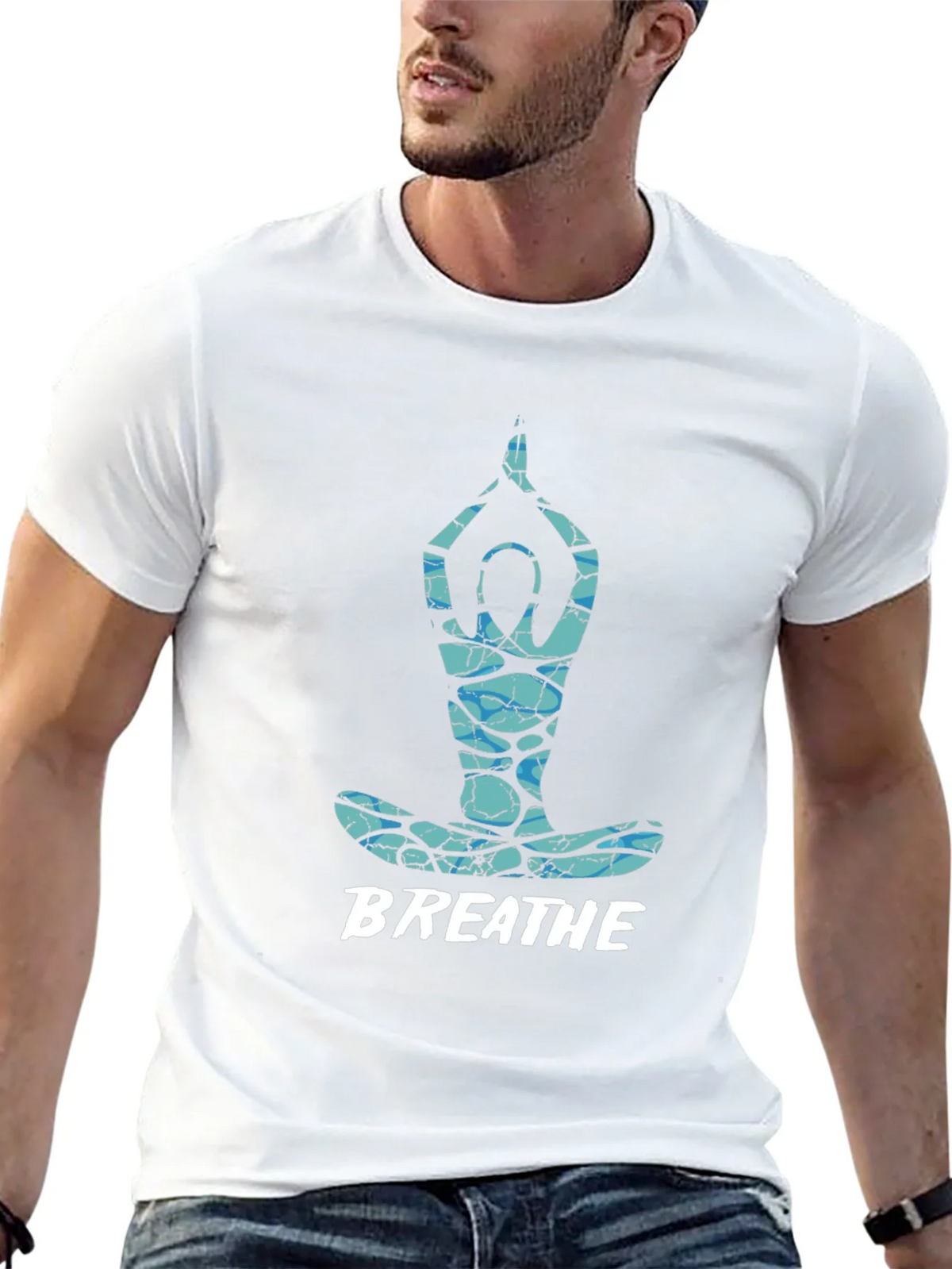 Breathe Yoga Pose Graphic Tee - Black product image 12