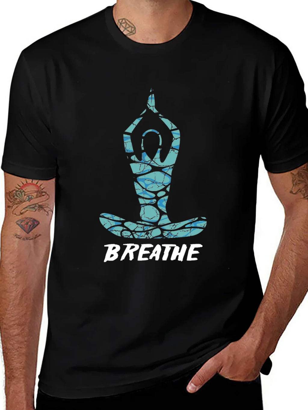 Breathe Yoga Pose Graphic Tee - Black product image 1