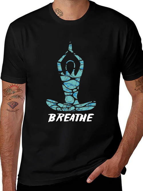 Breathe Yoga Pose Graphic Tee - Black product image 1