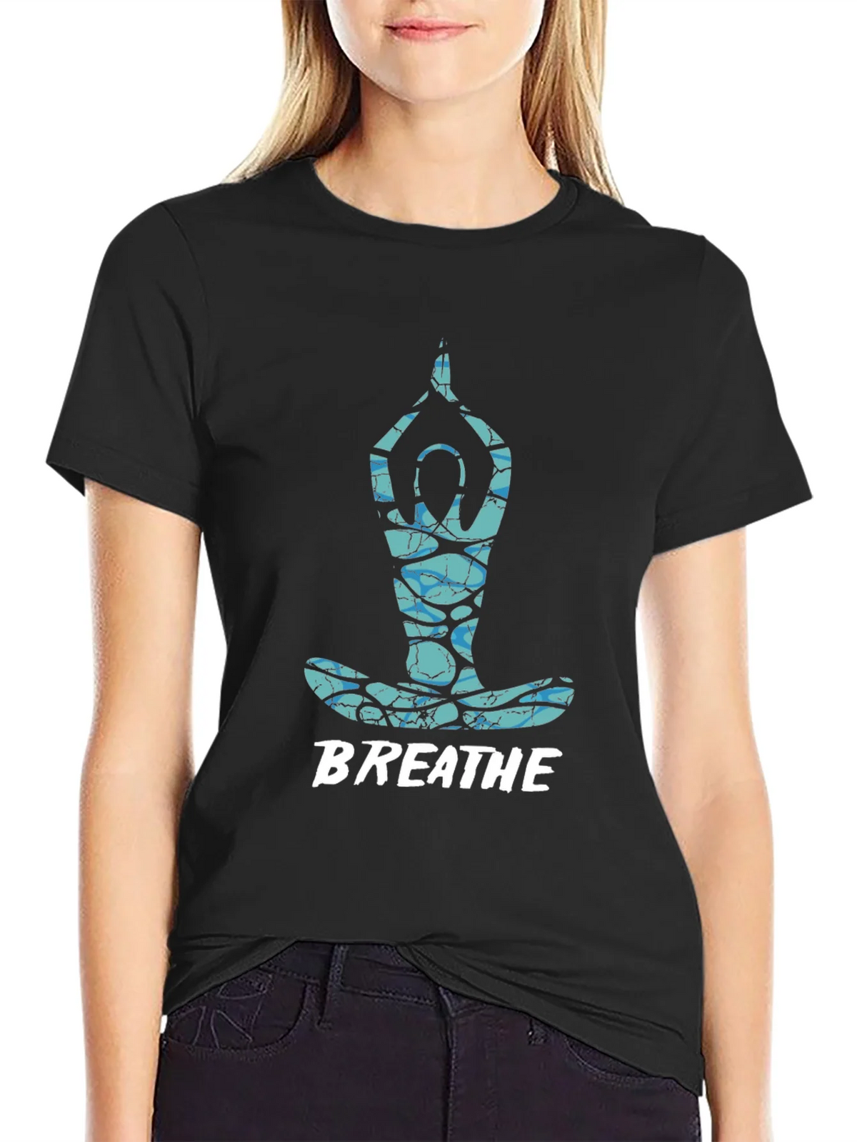 Breathe Yoga Pose Graphic Tee - Black product image 2