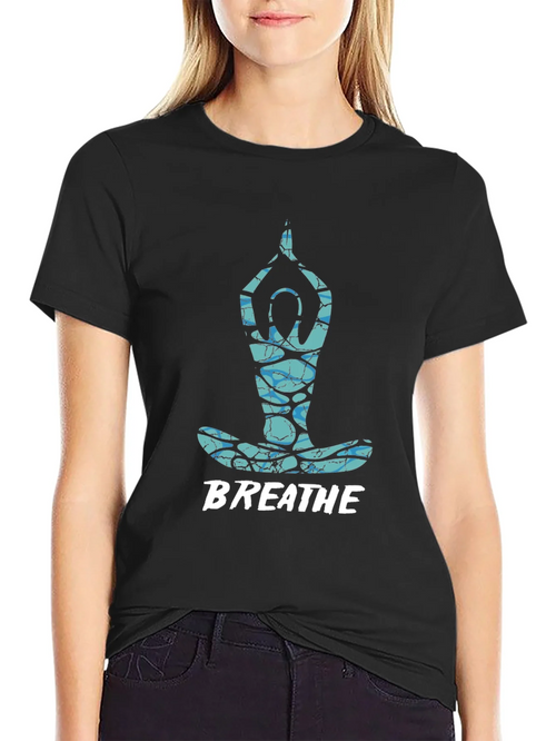 Breathe Yoga Pose Graphic Tee - Black product image 2