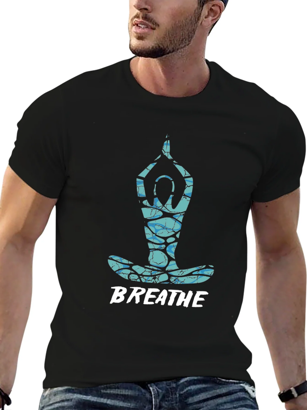 Breathe Yoga Pose Graphic Tee - Black product image 6