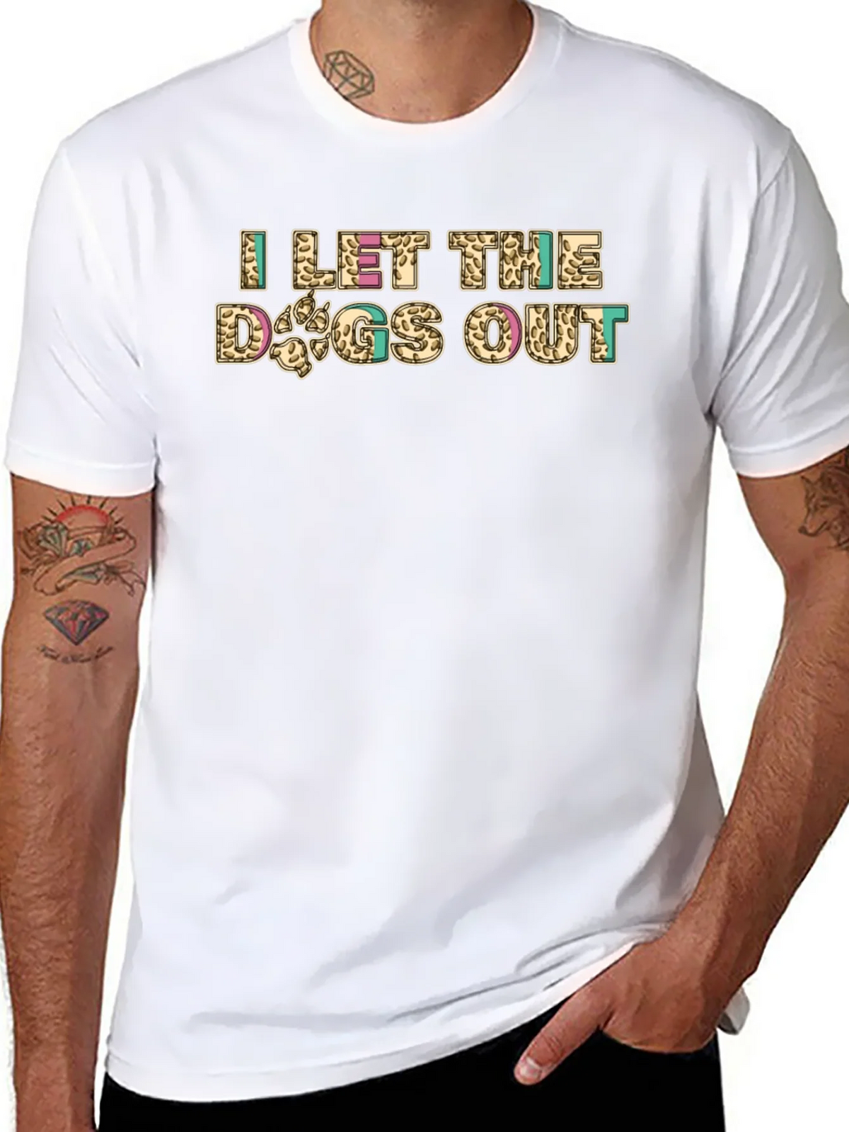 I Let The Dogs Out Novelty Graphic Tee product image 7