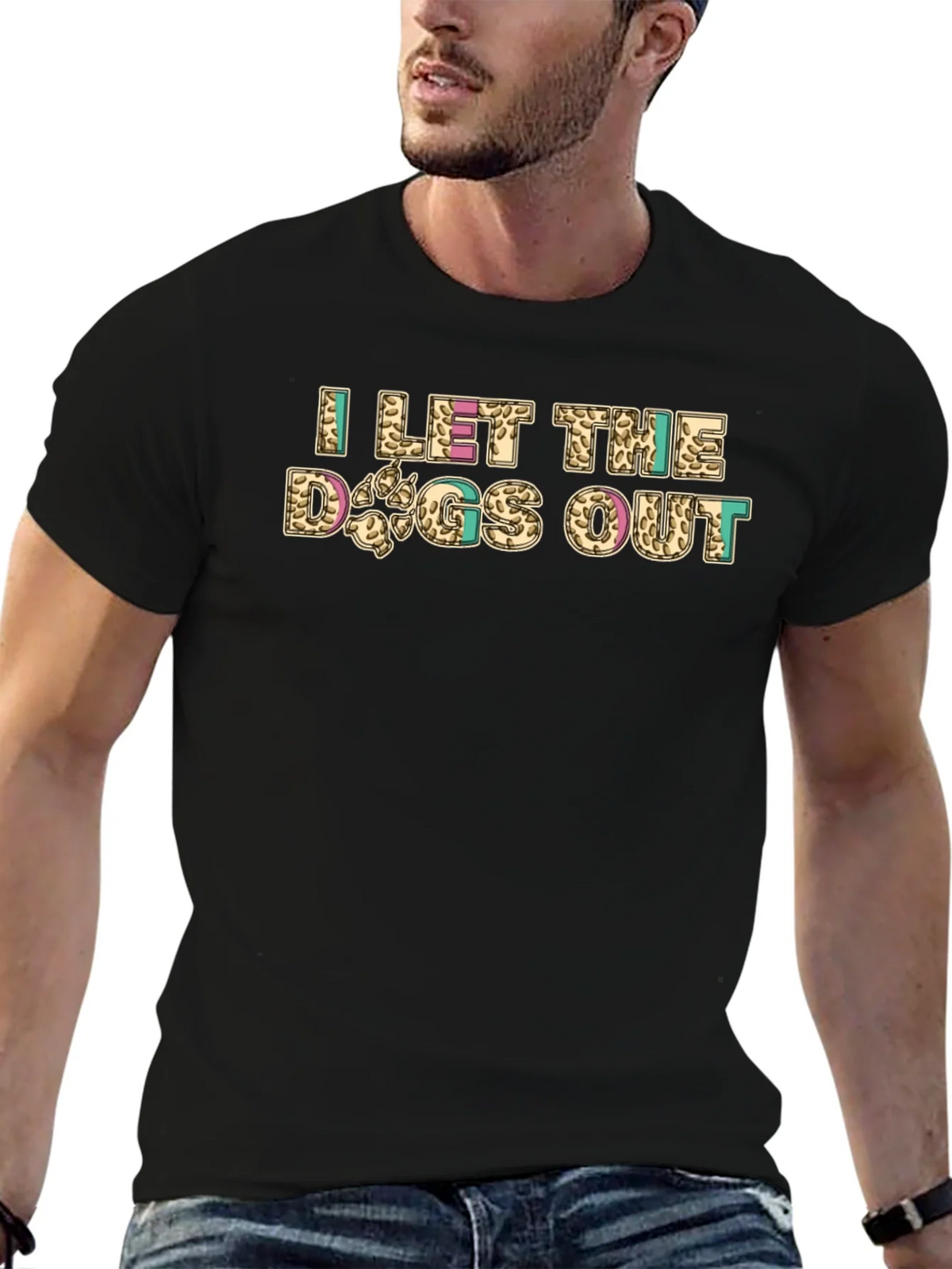 I Let The Dogs Out Novelty Graphic Tee product image 6