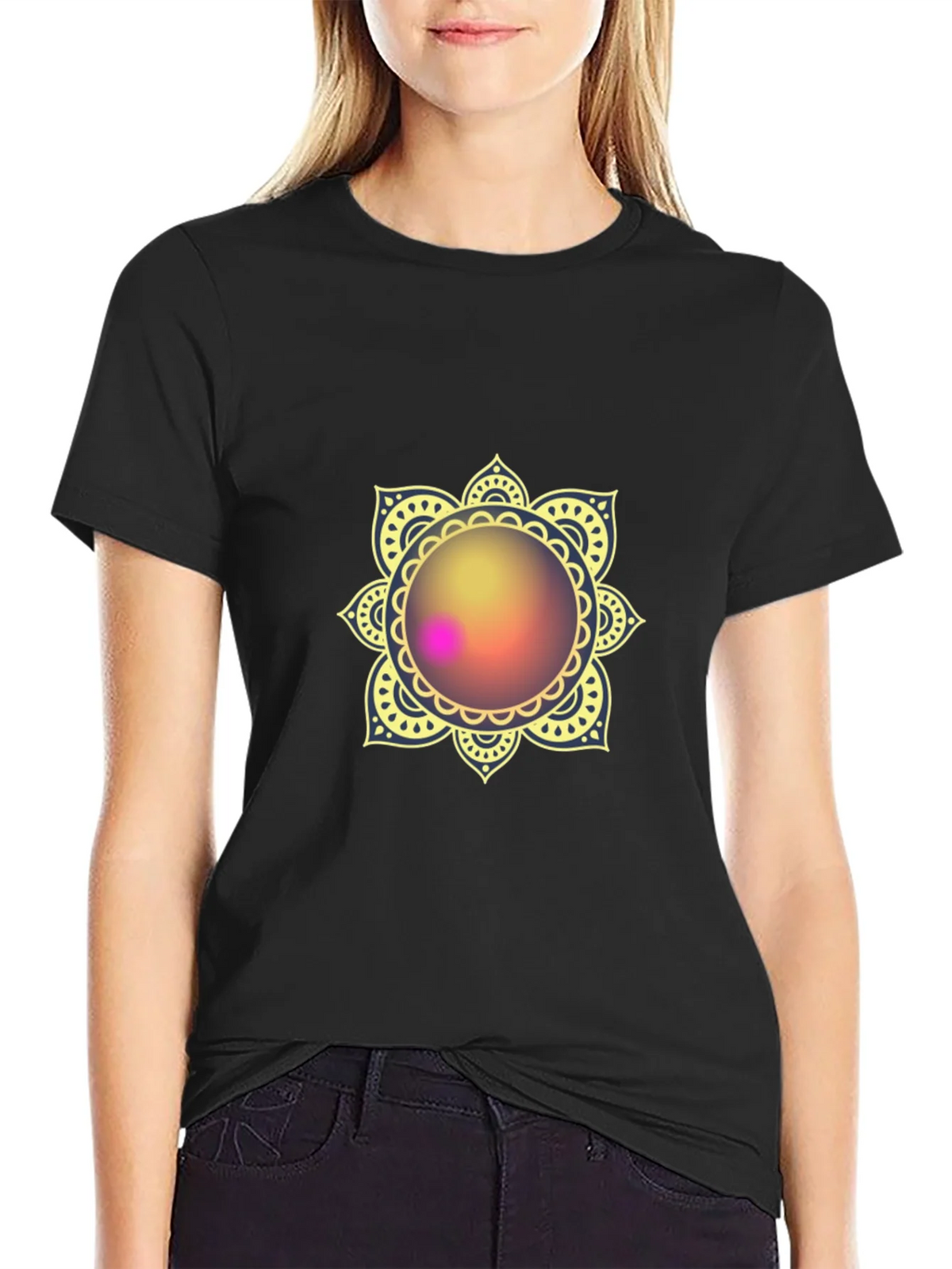 Mandala Print Black T-Shirt - Stylish & Comfortable product image 2