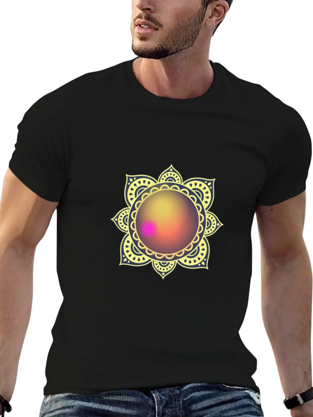 Mandala Print Black T-Shirt - Stylish & Comfortable product image 6