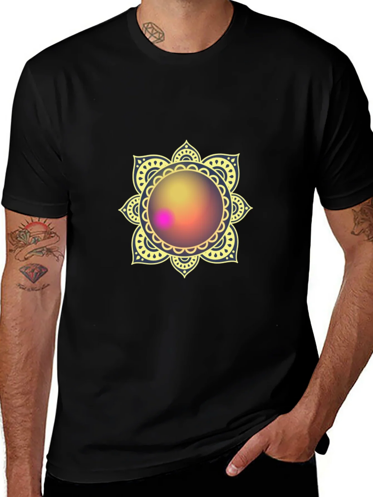 Mandala Print Black T-Shirt - Stylish & Comfortable product image 1